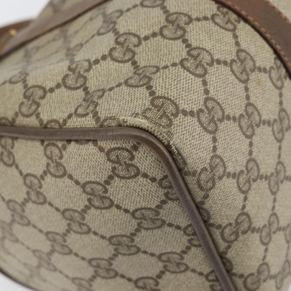 GUCCI GG Supreme Web Sherry Line Boston Bag PVC Beige Gold 39 02 007 Auth BA8630