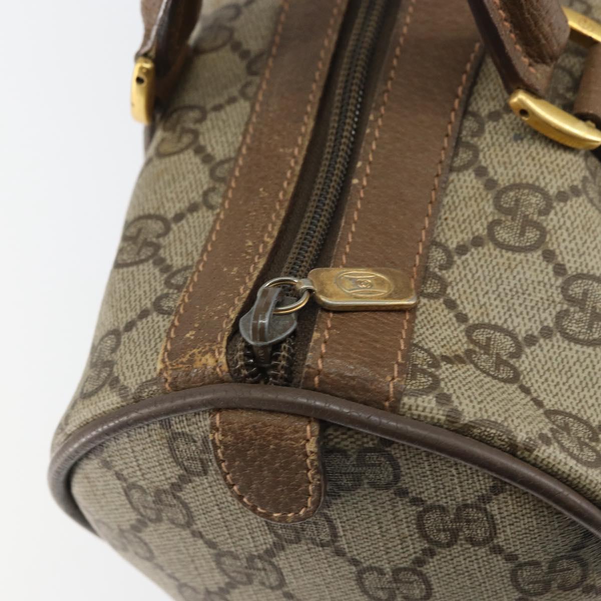 GUCCI GG Supreme Web Sherry Line Boston Bag PVC Beige Gold 39 02 007 Auth BA8630
