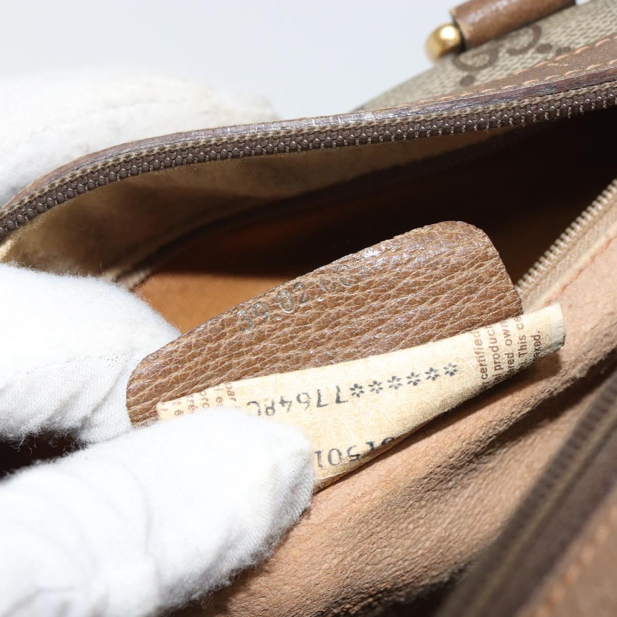 GUCCI GG Supreme Web Sherry Line Boston Bag PVC Beige Gold 39 02 007 Auth BA8630