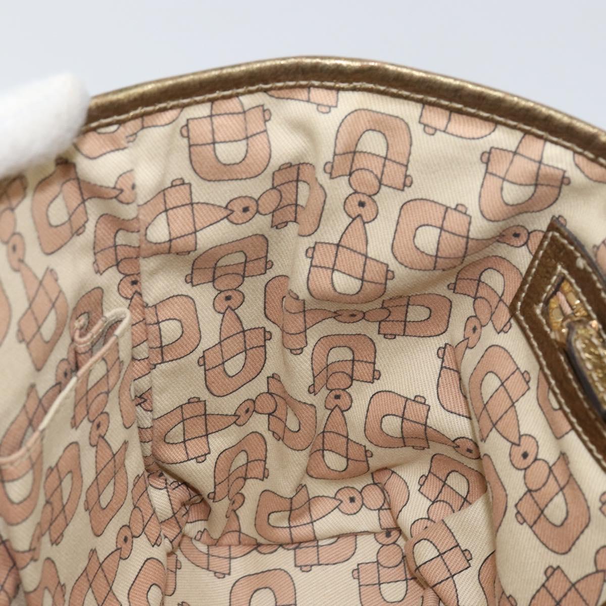 GUCCI GG Canvas Sherry Line Hand Bag Beige Gold 139261 Auth BA8631