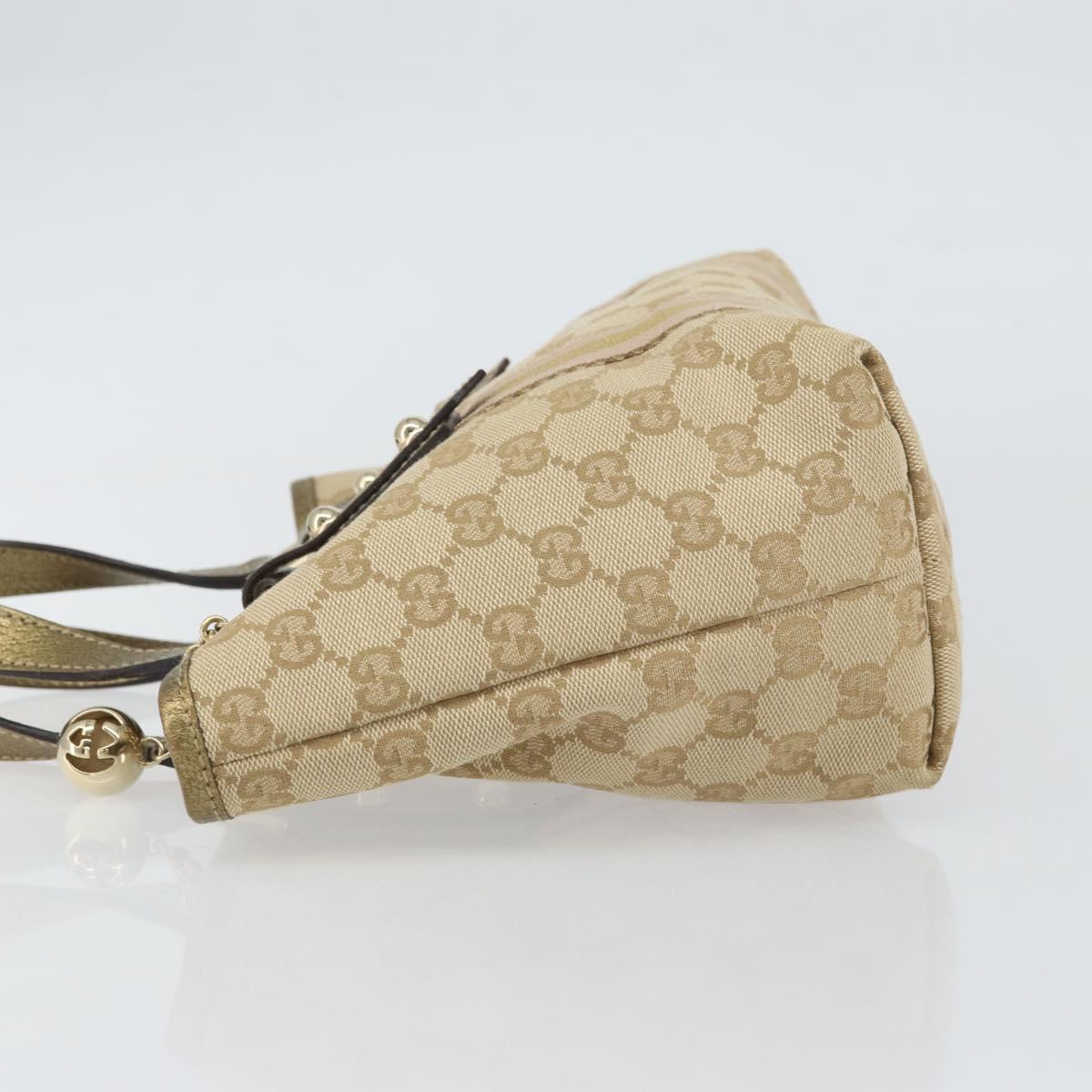 GUCCI GG Canvas Sherry Line Hand Bag Beige Gold 139261 Auth BA8631