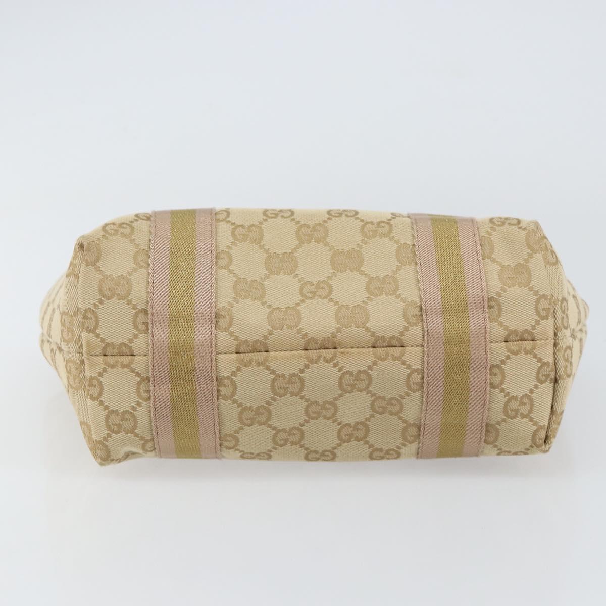 GUCCI GG Canvas Sherry Line Hand Bag Beige Gold 139261 Auth BA8631