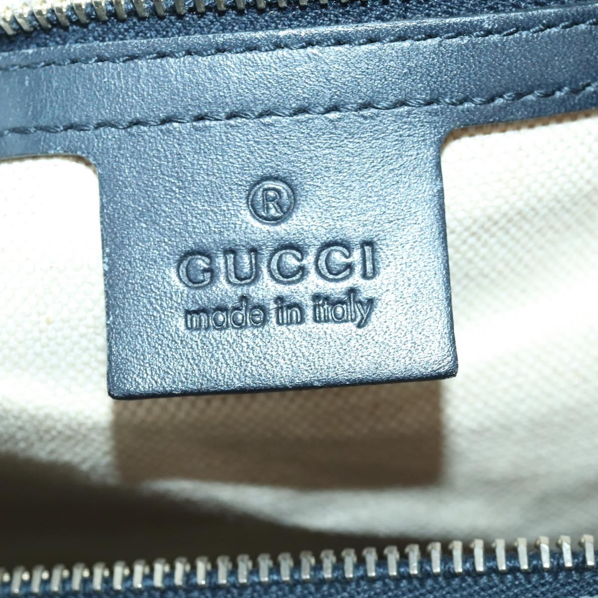 GUCCI GG Canvas Sherry Line Boston Bag 2way Navy Gold 247205 Auth BA8634
