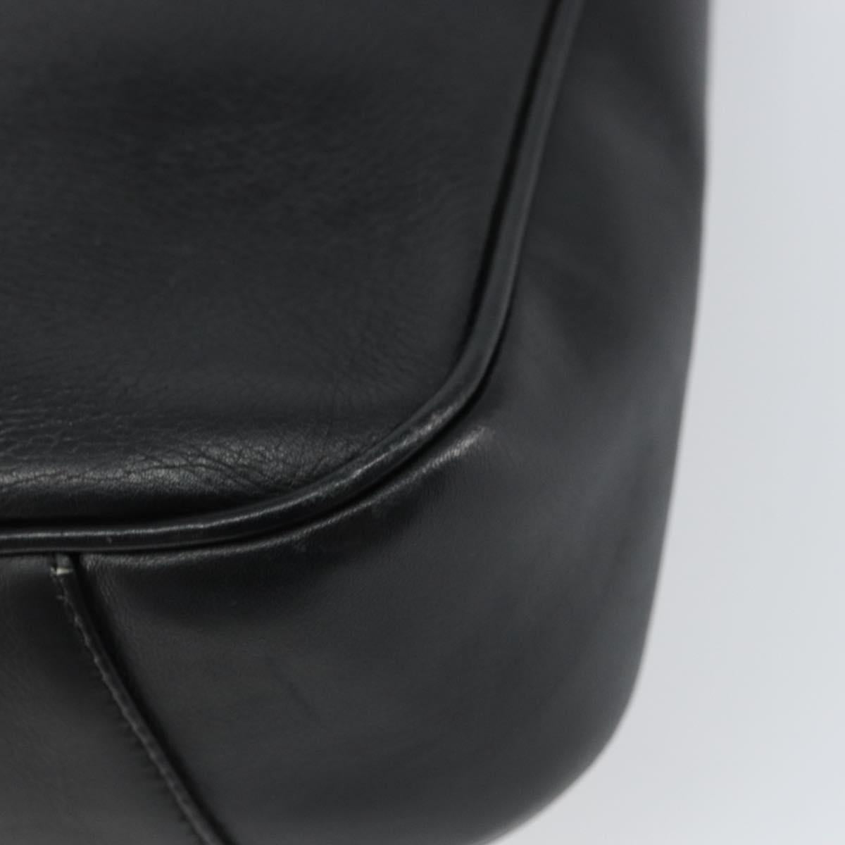 GUCCI Bamboo Hand Bag Leather 2way Black Gold 001 1998 1638 Auth BA8637