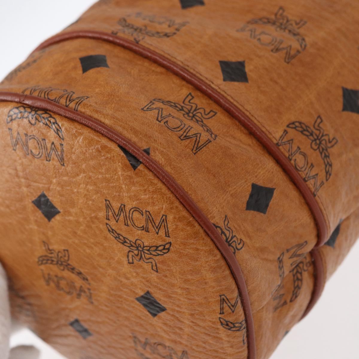 MCM Logogram Vicetos Shoulder Bag PVC Leather Brown Gold Auth BA8641