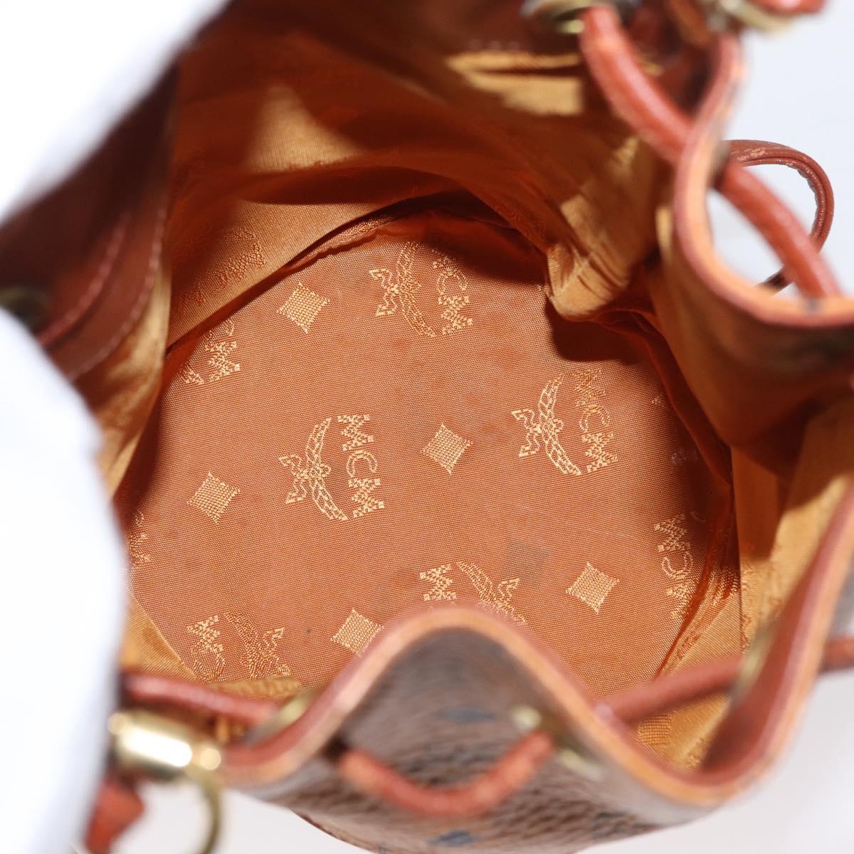 MCM Logogram Vicetos Shoulder Bag PVC Leather Brown Gold Auth BA8641