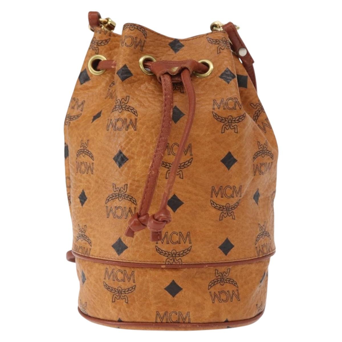 MCM Logogram Vicetos Shoulder Bag PVC Leather Brown Gold Auth BA8641