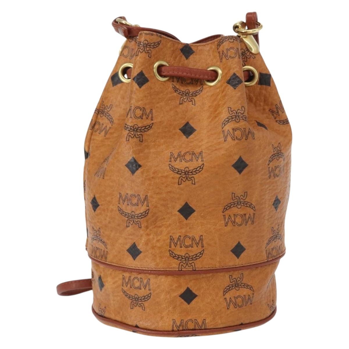 MCM Logogram Vicetos Shoulder Bag PVC Leather Brown Gold Auth BA8641