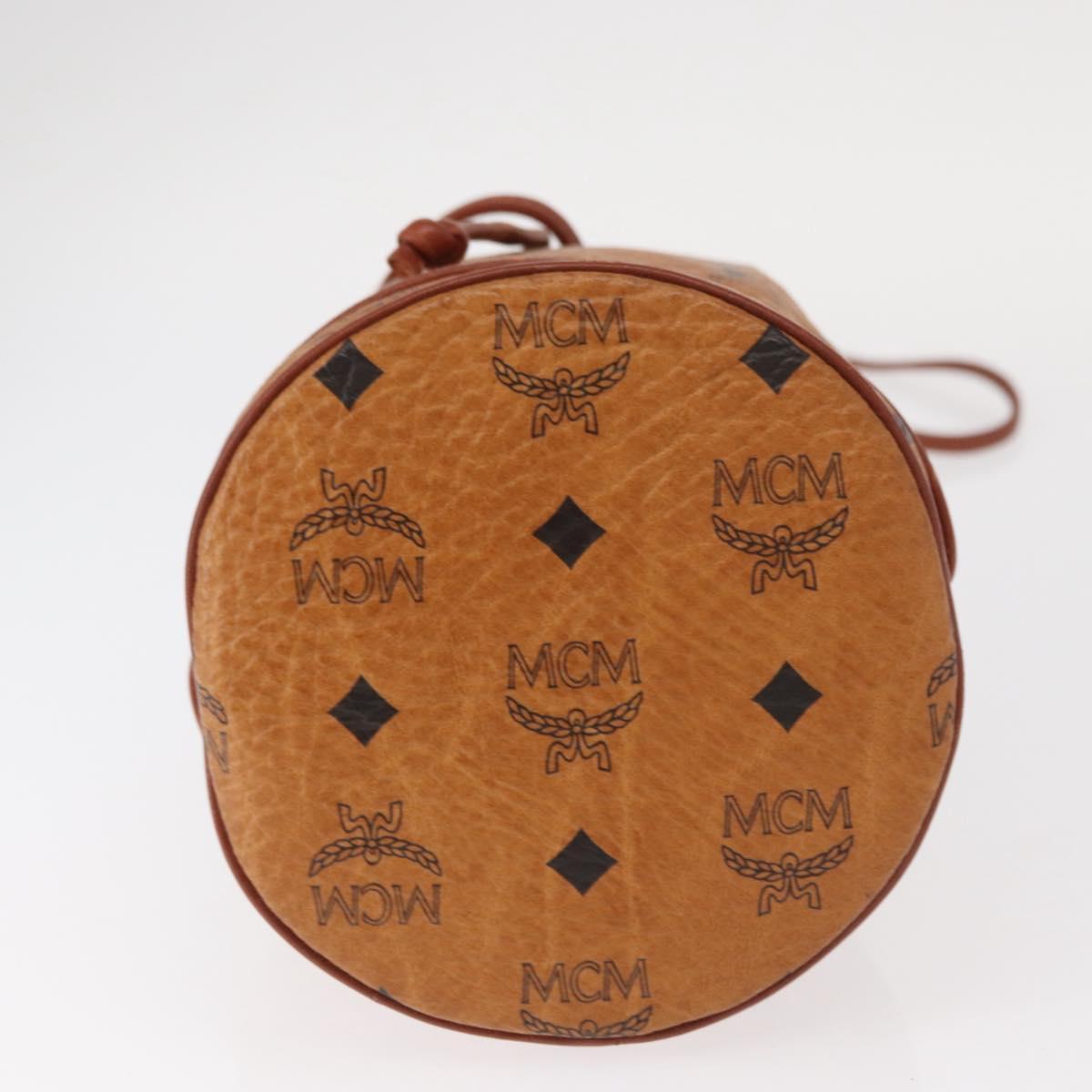 MCM Logogram Vicetos Shoulder Bag PVC Leather Brown Gold Auth BA8641