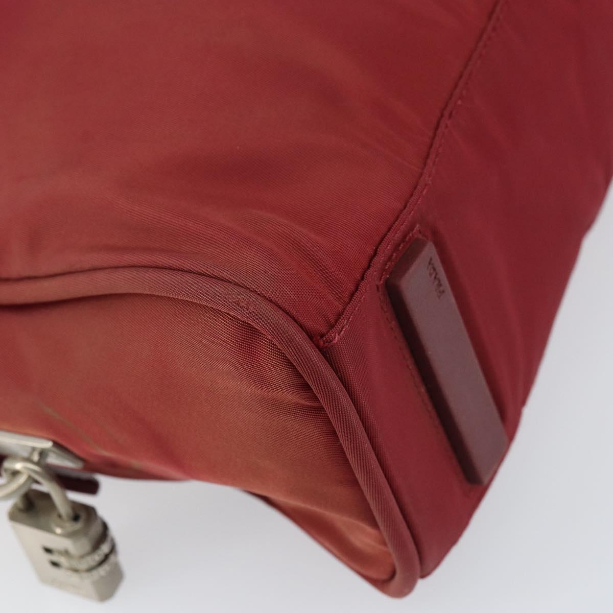 PRADA Hand Bag Nylon Red Silver Auth BA8645