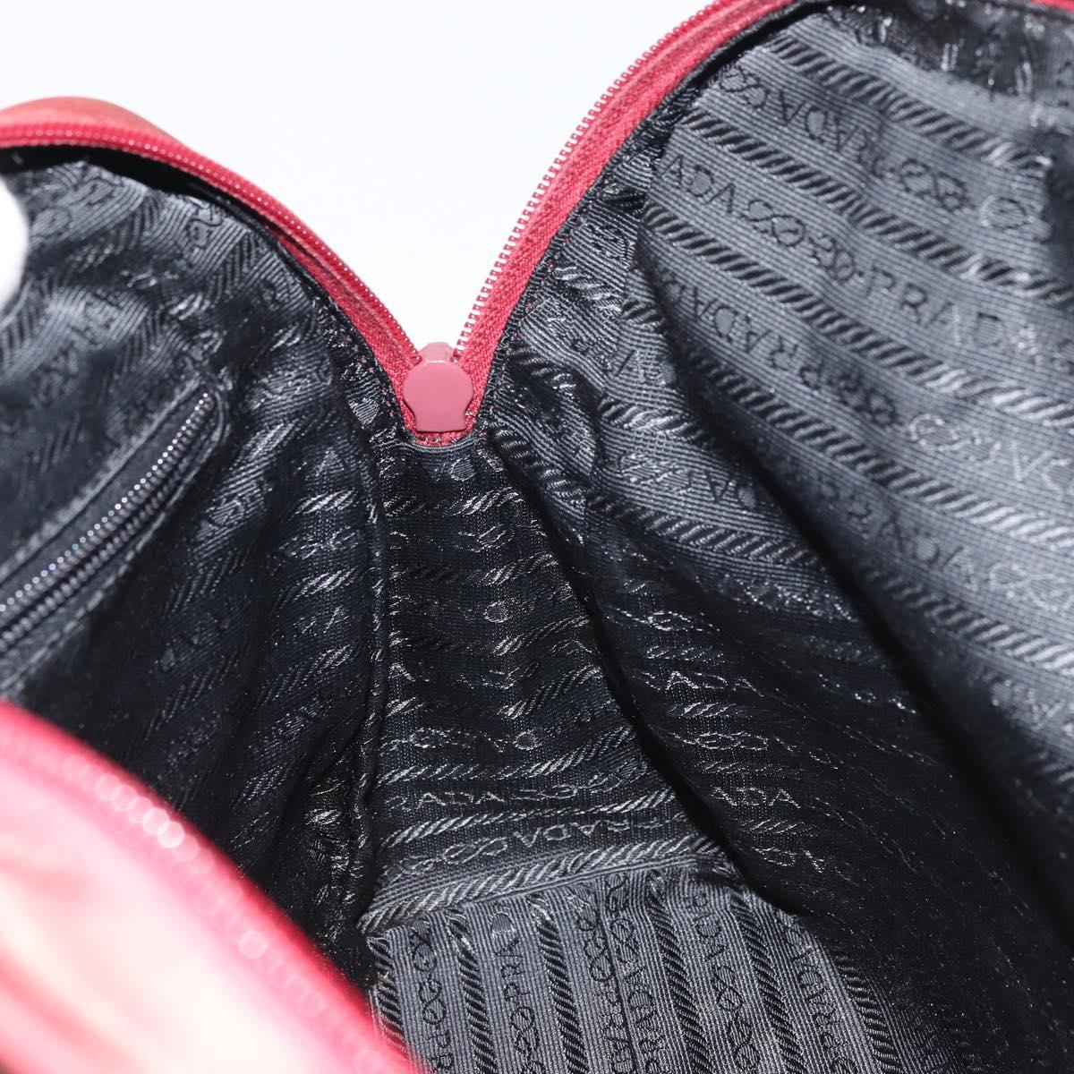 PRADA Hand Bag Nylon Red Silver Auth BA8645