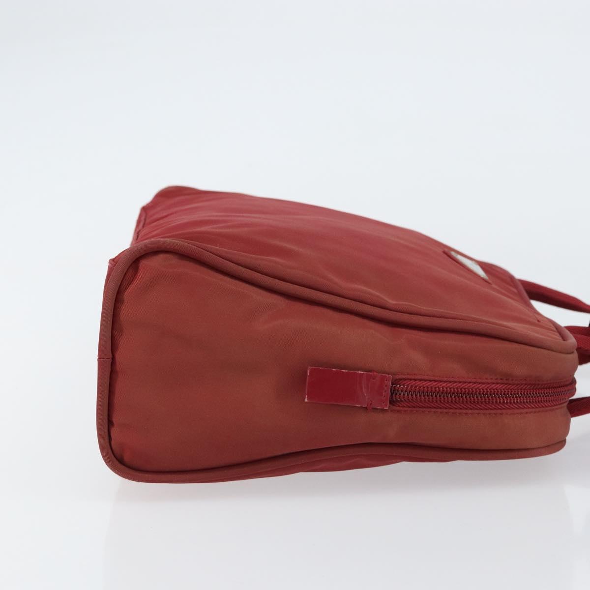 PRADA Hand Bag Nylon Red Silver Auth BA8645