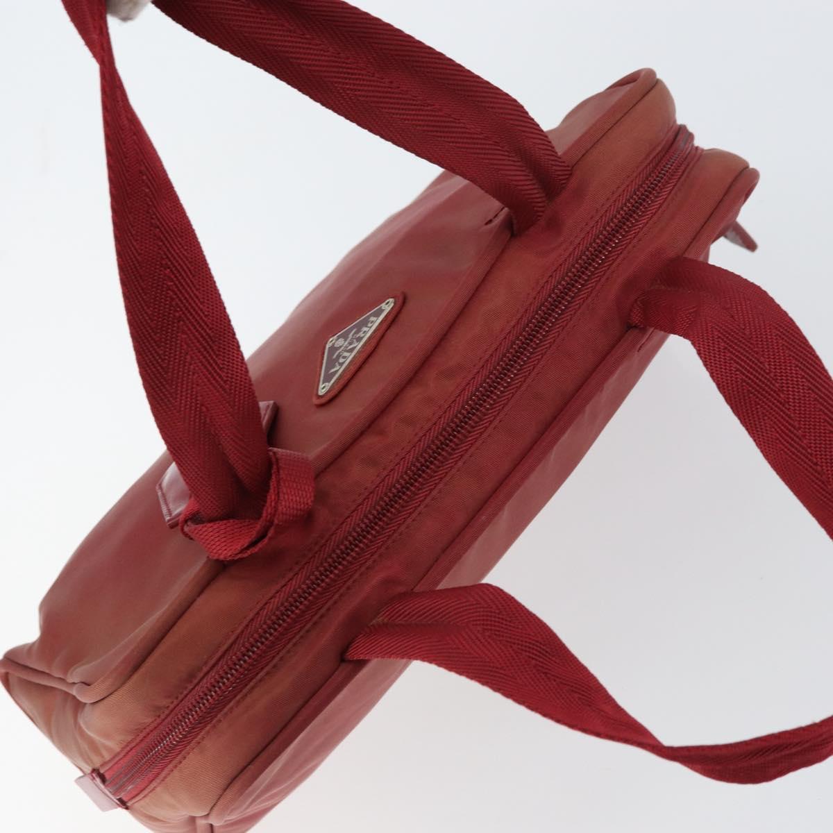 PRADA Hand Bag Nylon Red Silver Auth BA8645
