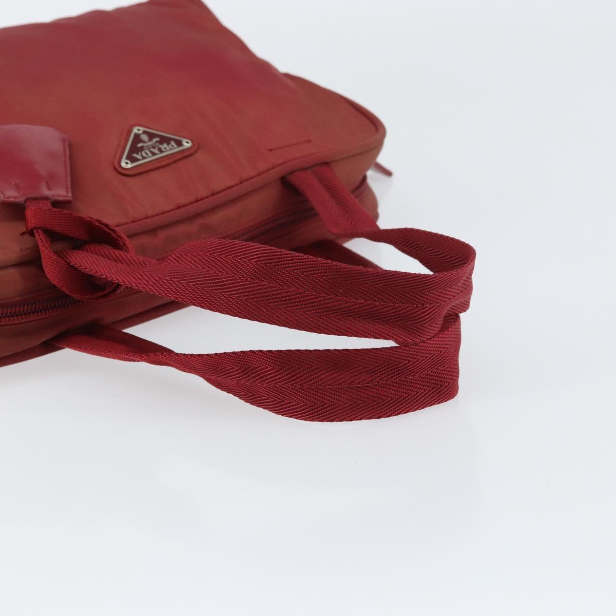 PRADA Hand Bag Nylon Red Silver Auth BA8645