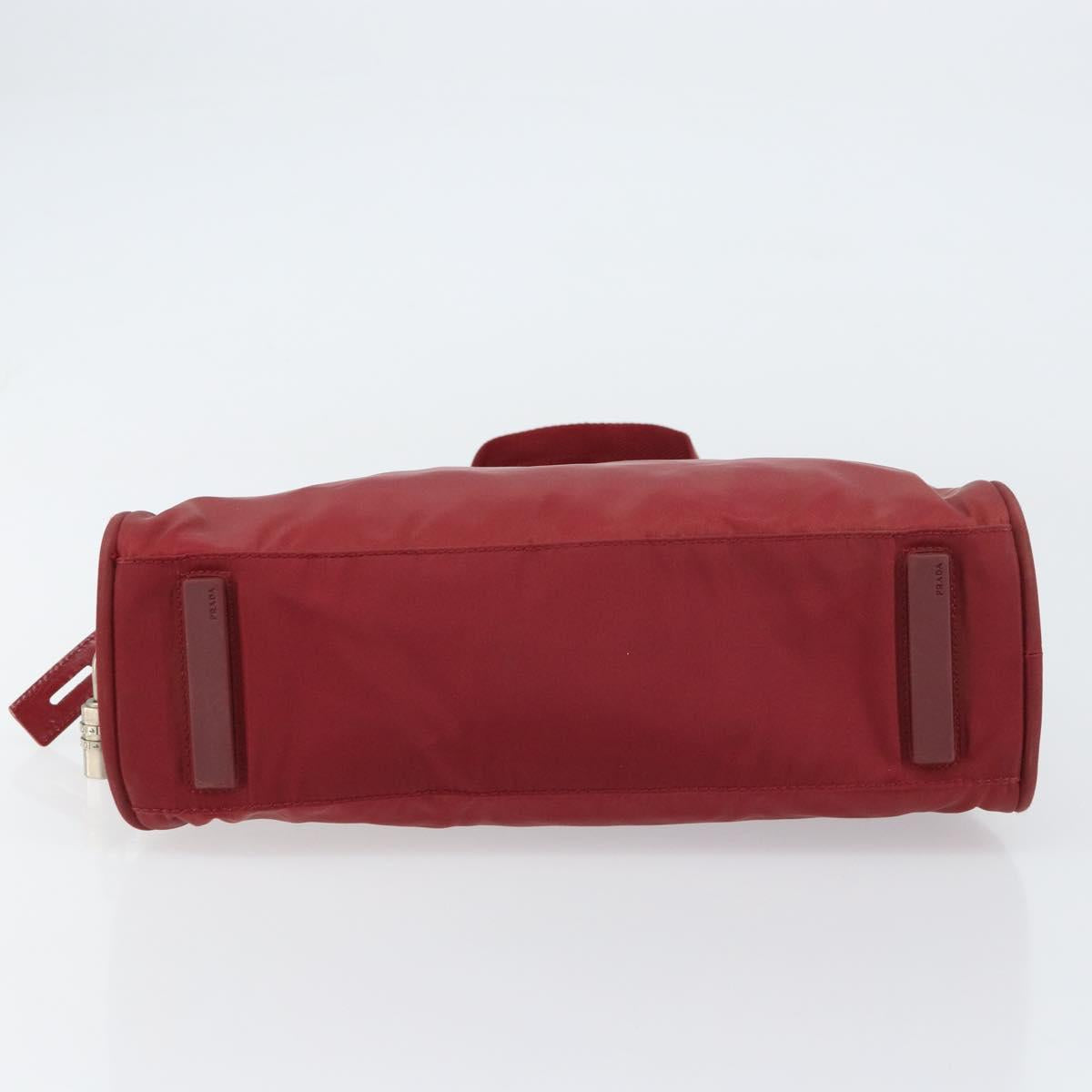 PRADA Hand Bag Nylon Red Silver Auth BA8645