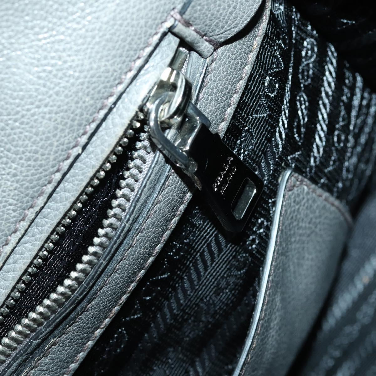 PRADA Studs Hand Bag Suede Leather 2way Gray Silver Auth BA8646