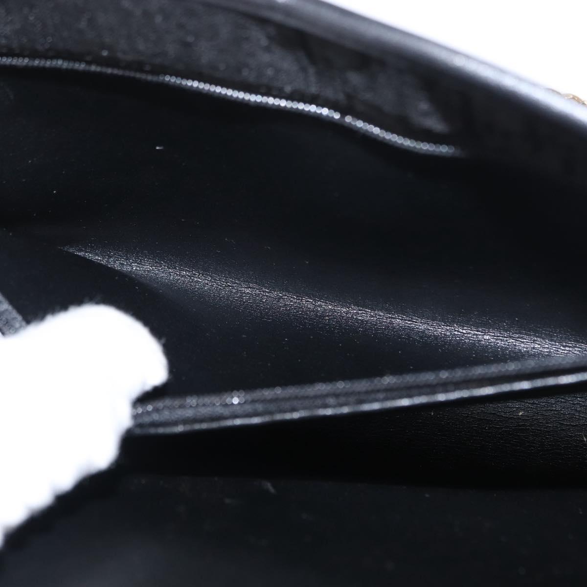 Christian Dior Trotter Canvas Chain Shoulder Bag Black Gold Auth BA8649