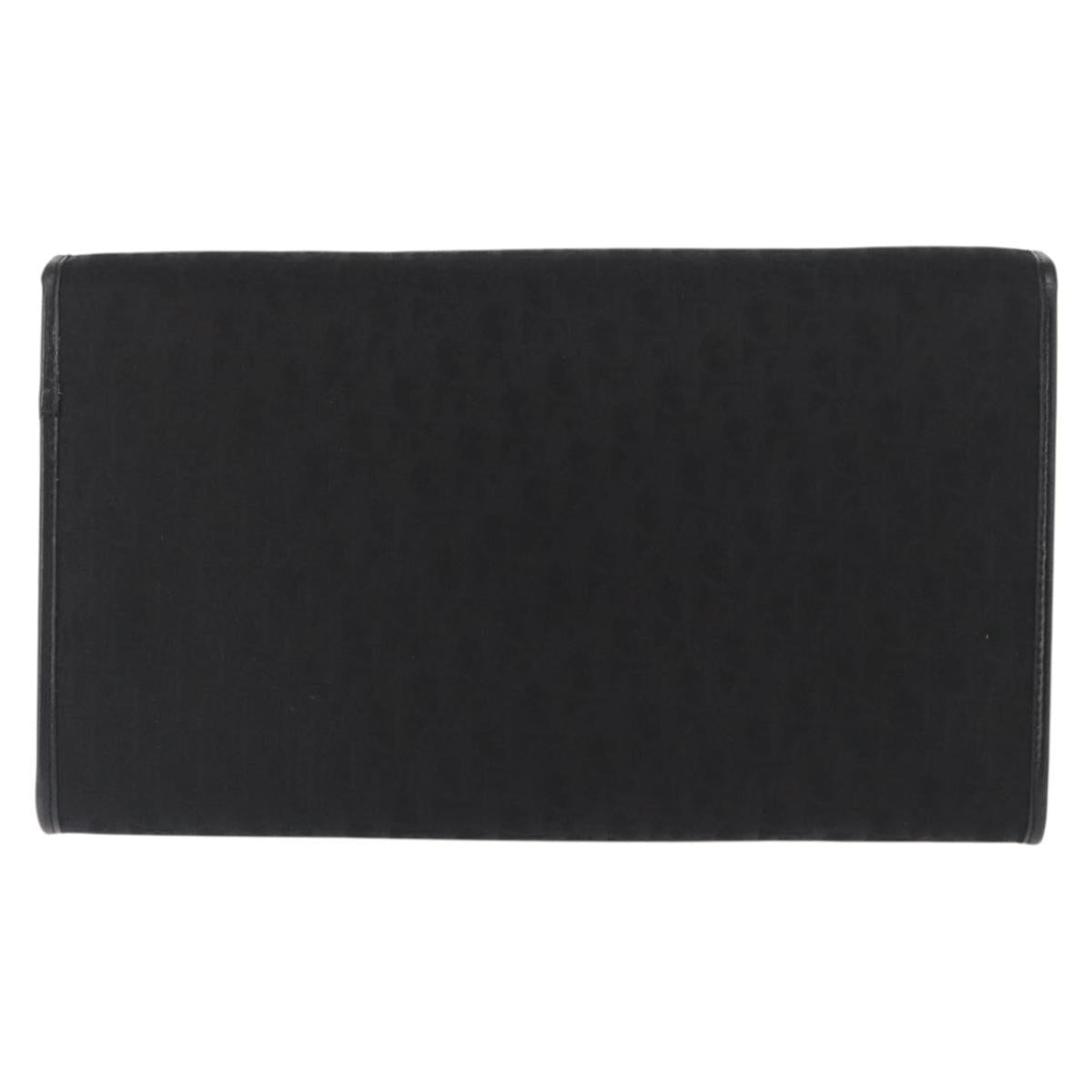 Christian Dior Trotter Canvas Chain Shoulder Bag Black Gold Auth BA8649