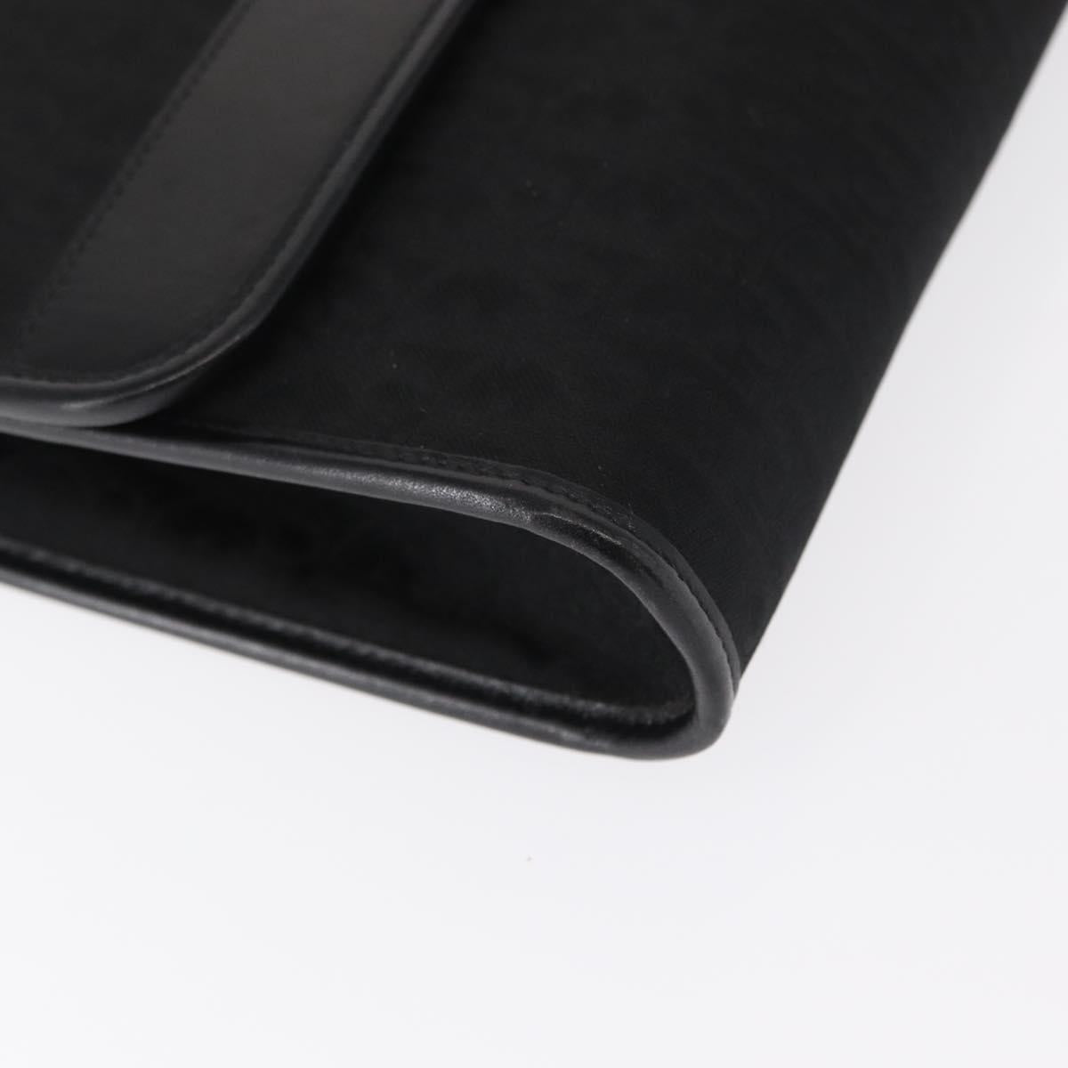 Christian Dior Trotter Canvas Chain Shoulder Bag Black Gold Auth BA8649