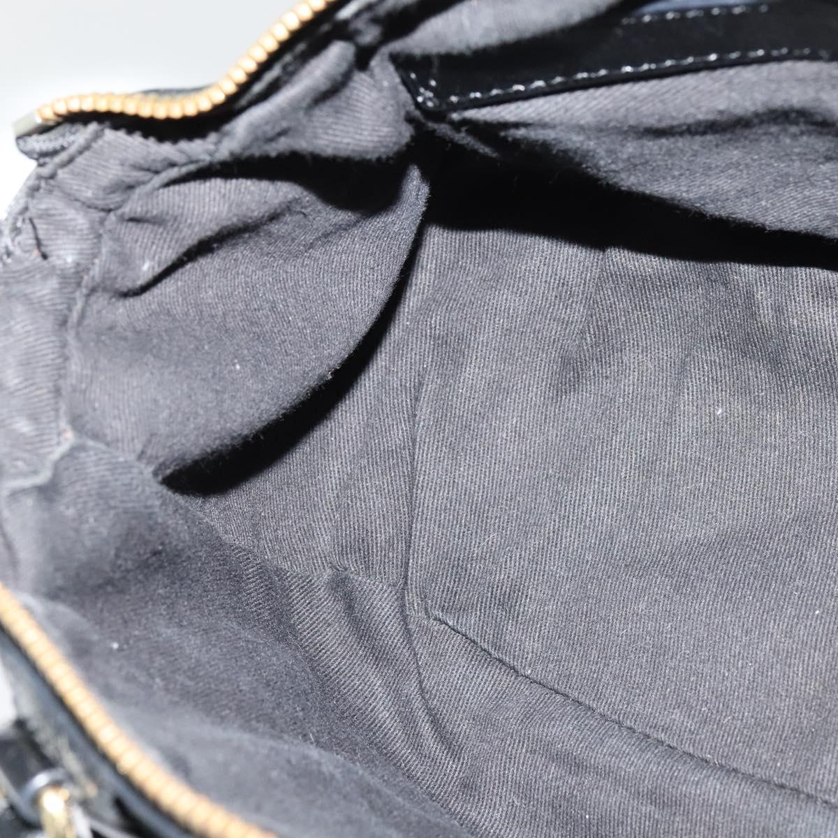 Chloe Etel Hand Bag Leather 2way Black Gold Auth BA865