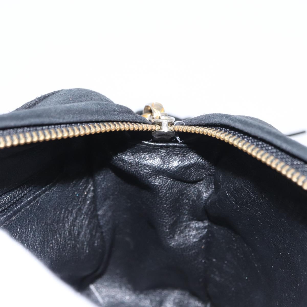 CHANEL Matelasse Fringe Chain Shoulder Bag Suede Black gold CC Auth BA8656