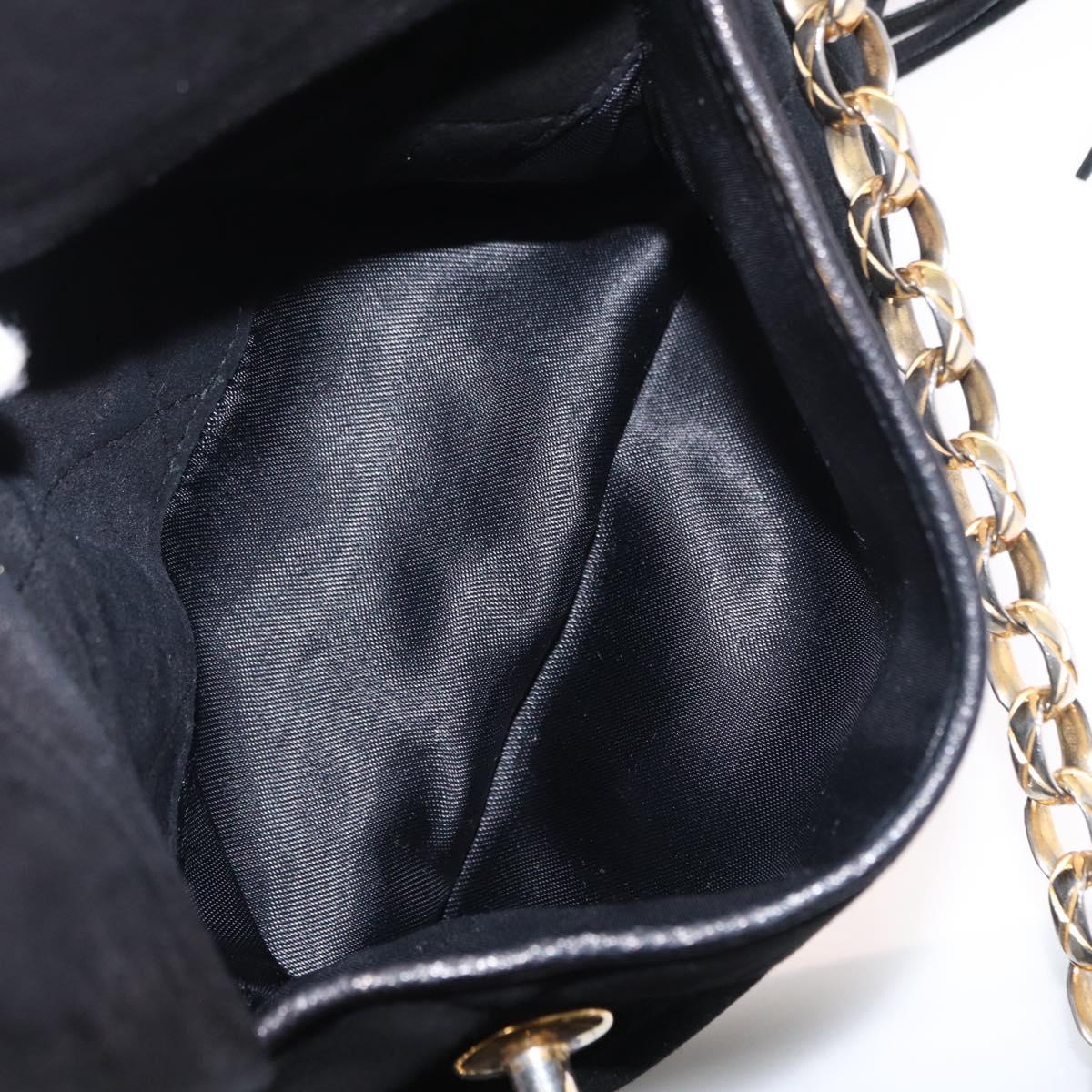 CHANEL Matelasse Fringe Chain Shoulder Bag Suede Black gold CC Auth BA8656