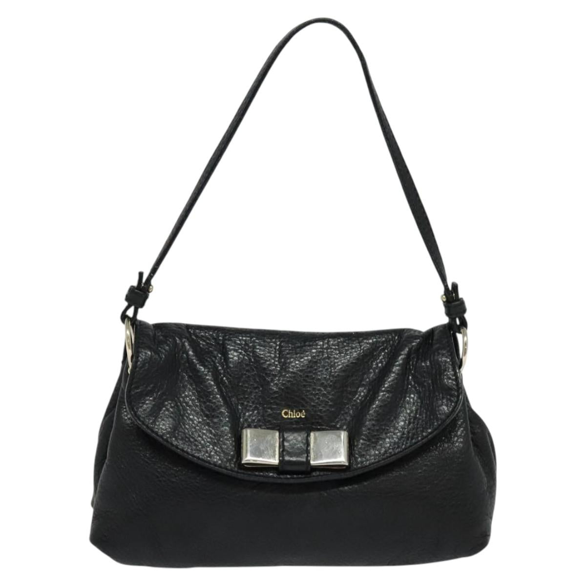 Chloe Elsie Hand Bag Leather 2way Black Auth BA866
