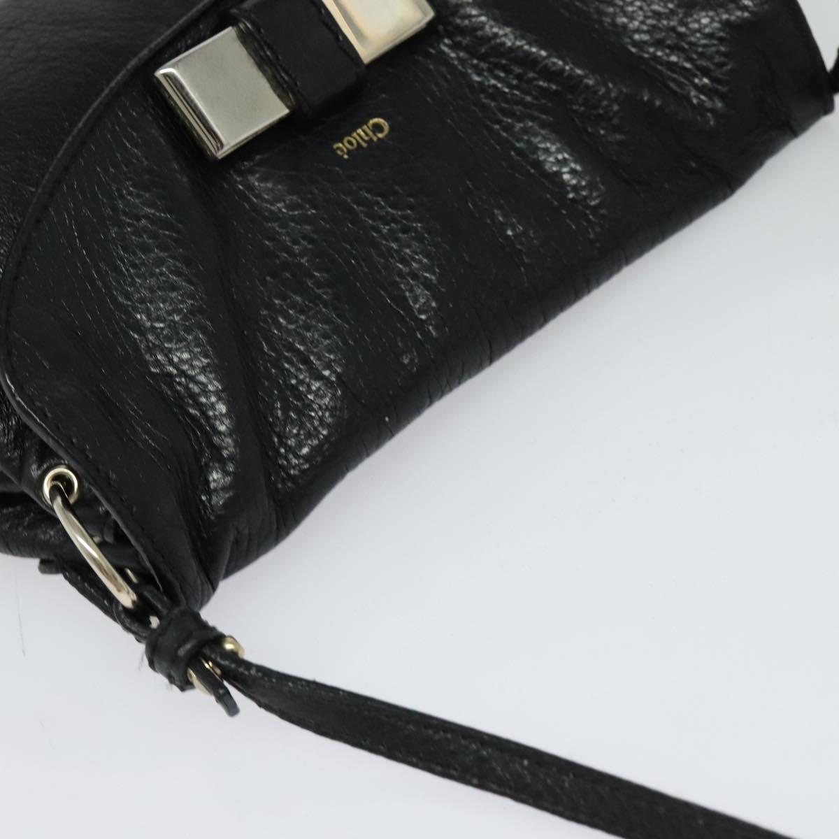 Chloe Elsie Hand Bag Leather 2way Black Auth BA866