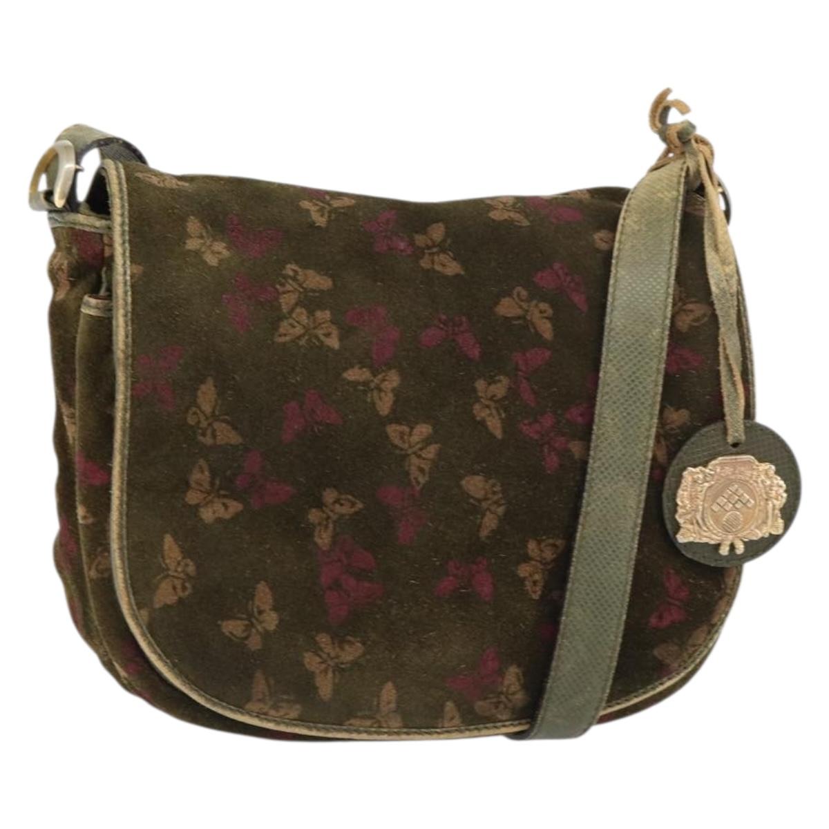 BOTTEGA VENETA Shoulder Bag Suede Green Gold Auth BA8668