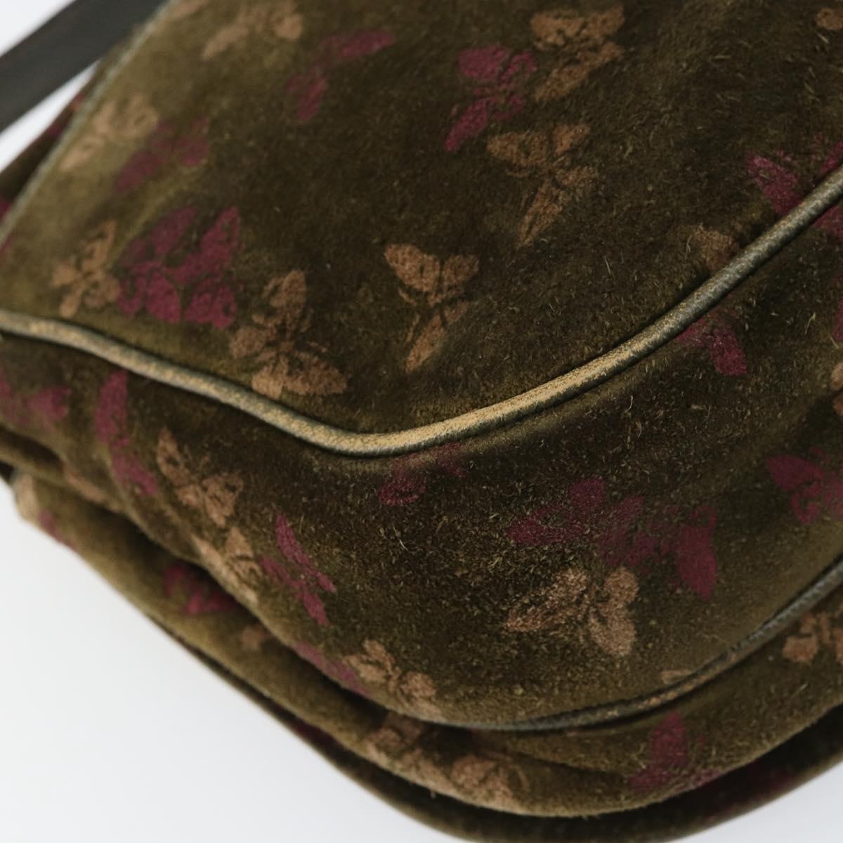 BOTTEGA VENETA Shoulder Bag Suede Green Gold Auth BA8668