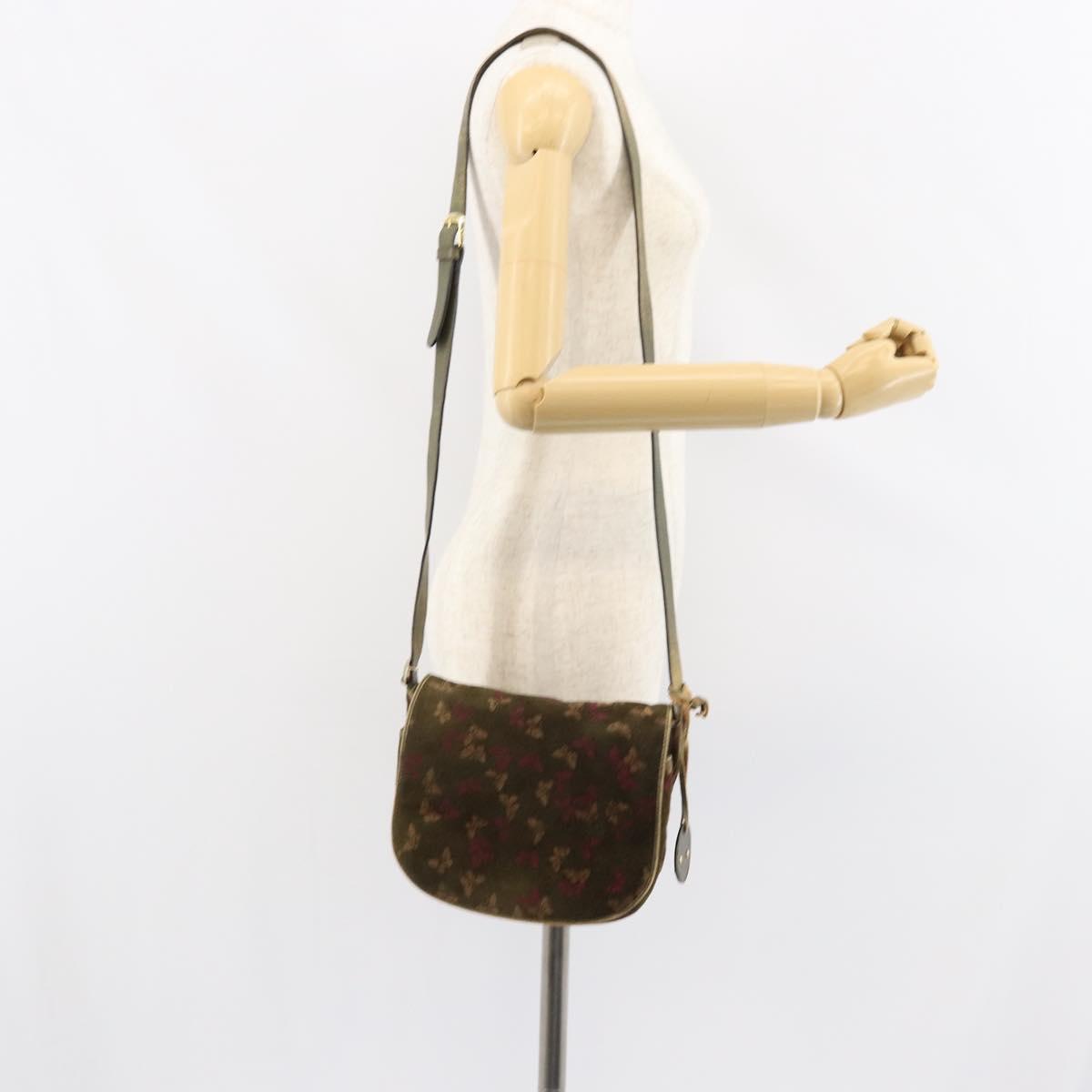 BOTTEGA VENETA Shoulder Bag Suede Green Gold Auth BA8668