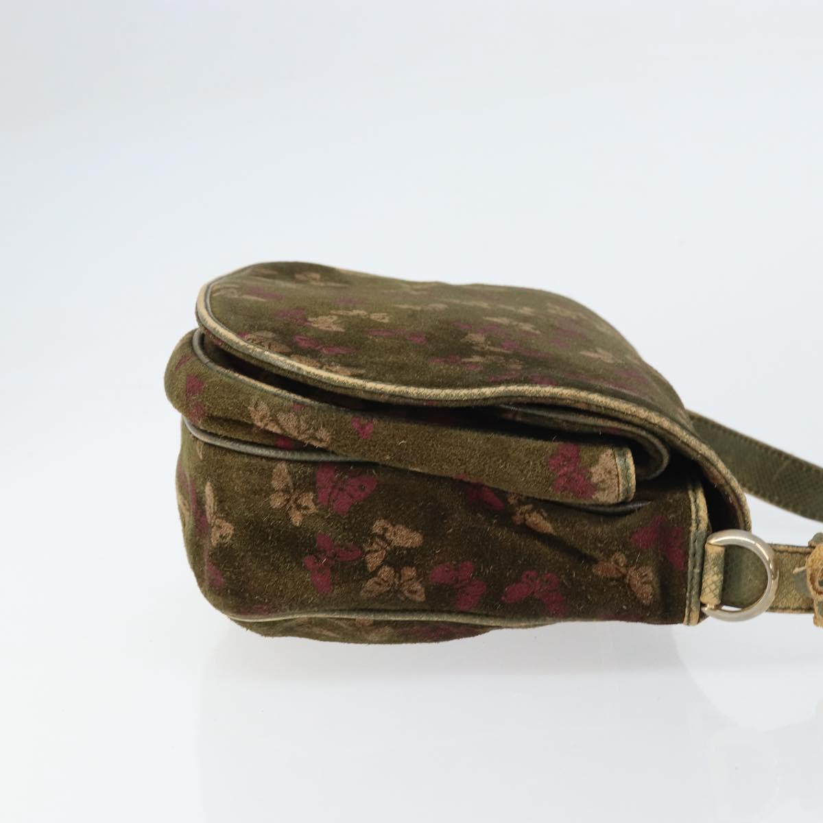 BOTTEGA VENETA Shoulder Bag Suede Green Gold Auth BA8668