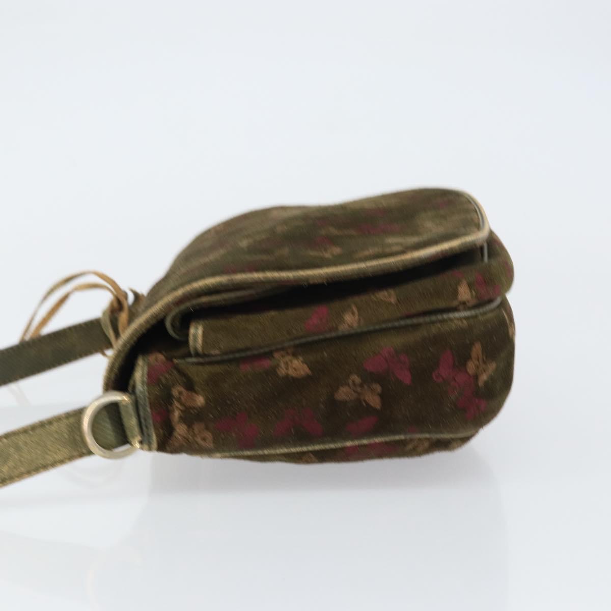 BOTTEGA VENETA Shoulder Bag Suede Green Gold Auth BA8668