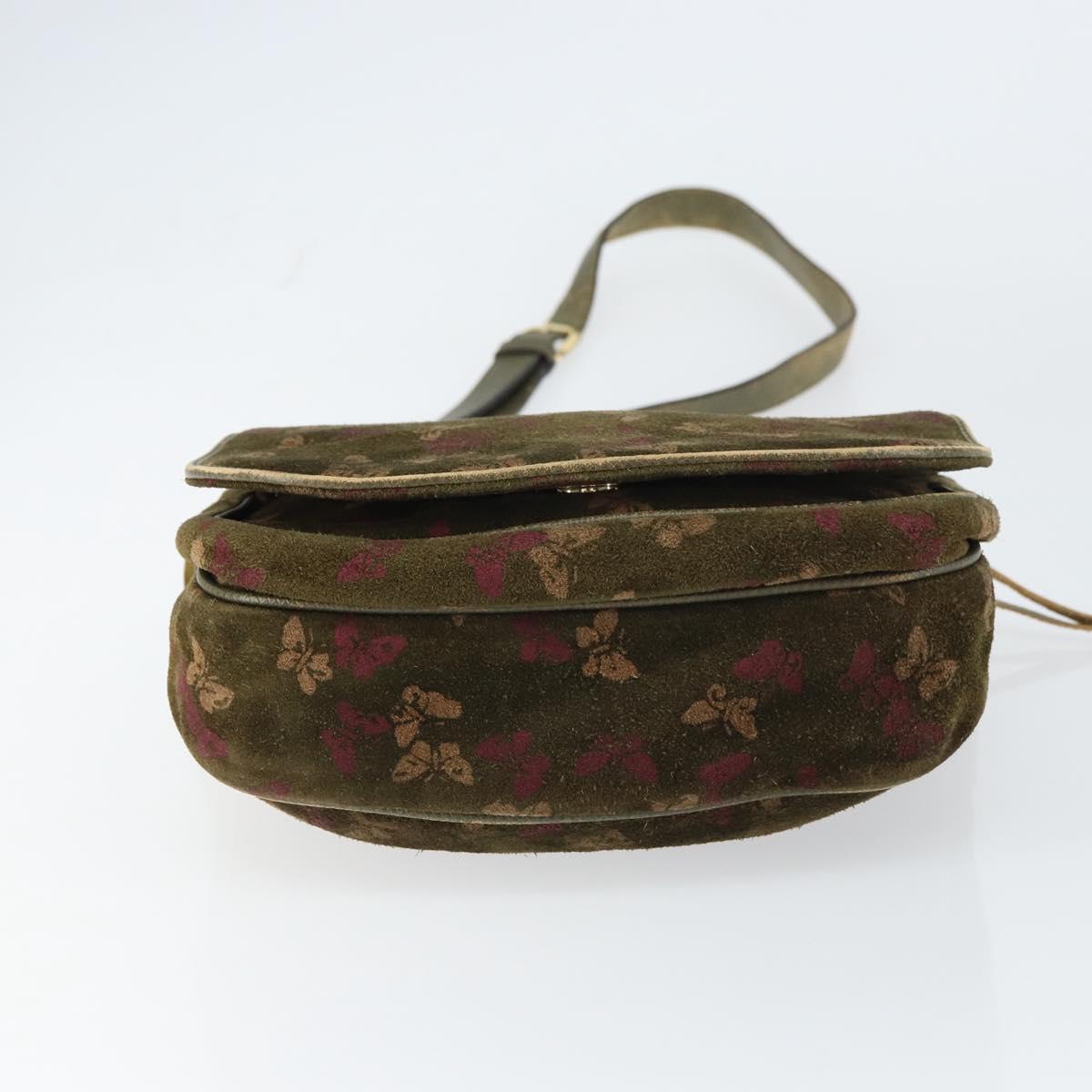 BOTTEGA VENETA Shoulder Bag Suede Green Gold Auth BA8668