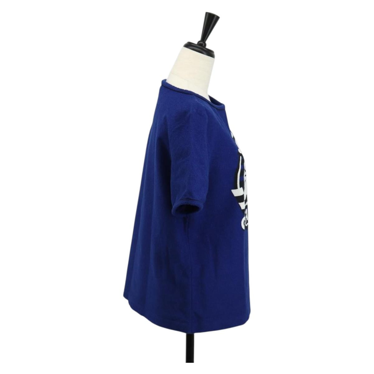 CHANEL Short Sleeved T Shirt Cotton 36 Blue CC Auth BA8669M