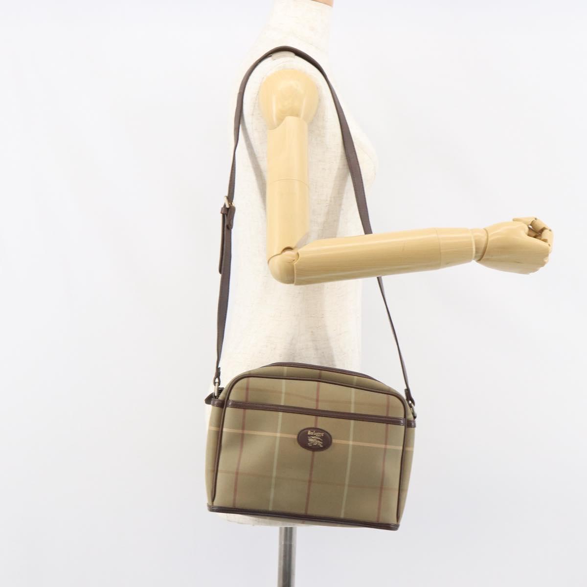 Burberrys Nova Check Shoulder Bag Canvas Beige Auth BA8675