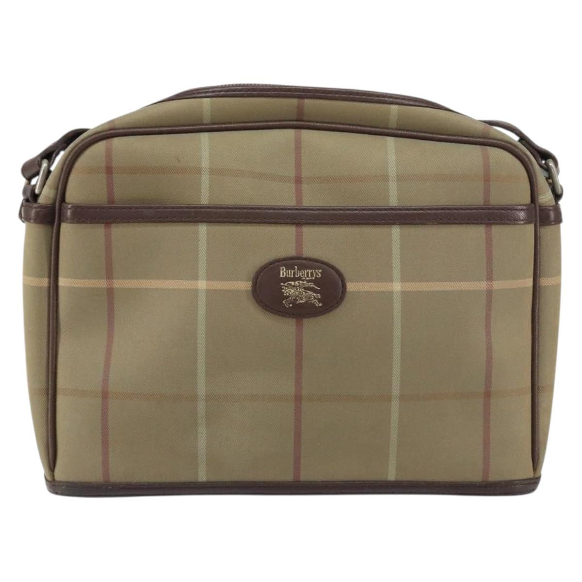 Burberrys Nova Check Shoulder Bag Canvas Beige Auth BA8675