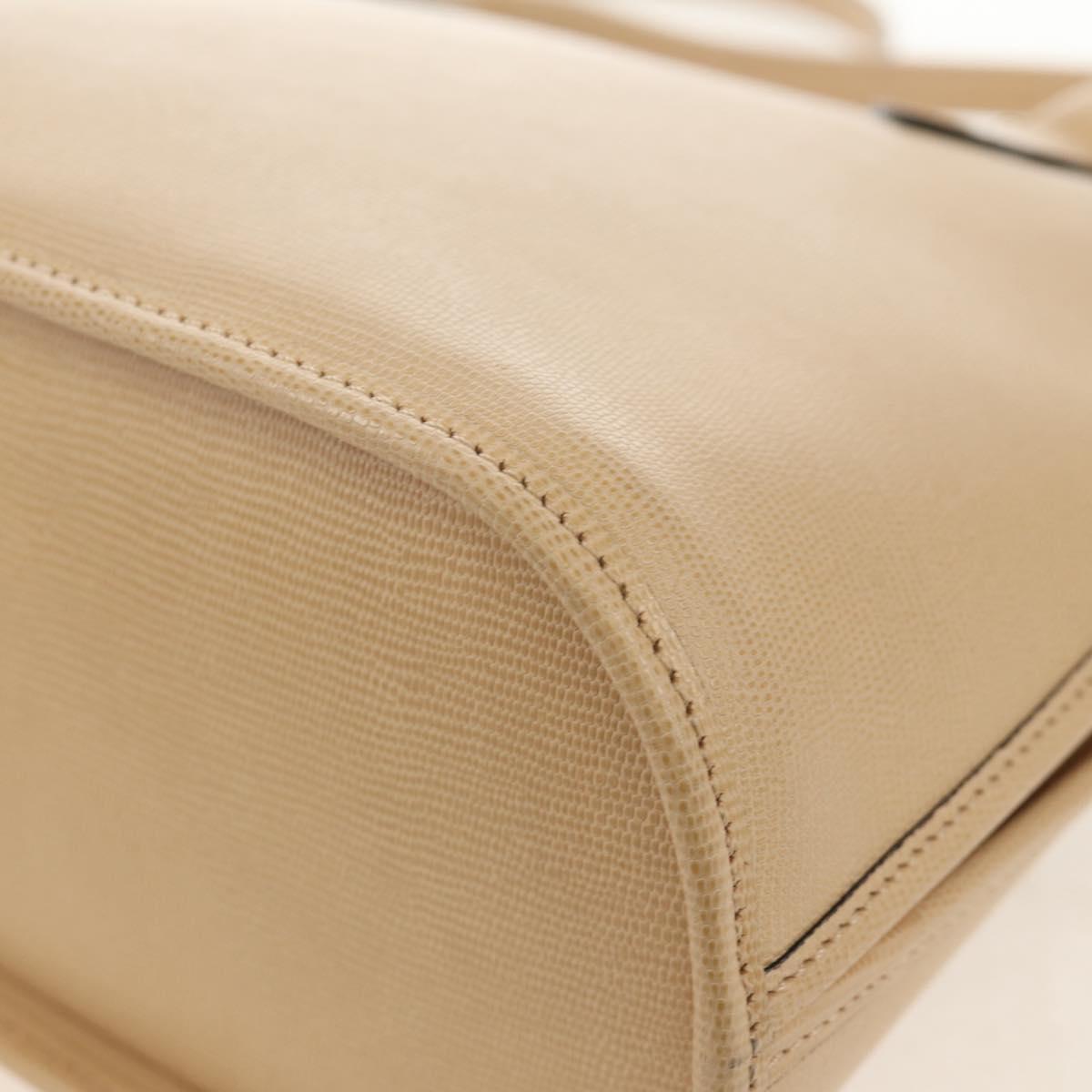 CELINE Hand Bag Leather 2way Beige Gold Auth BA8676V