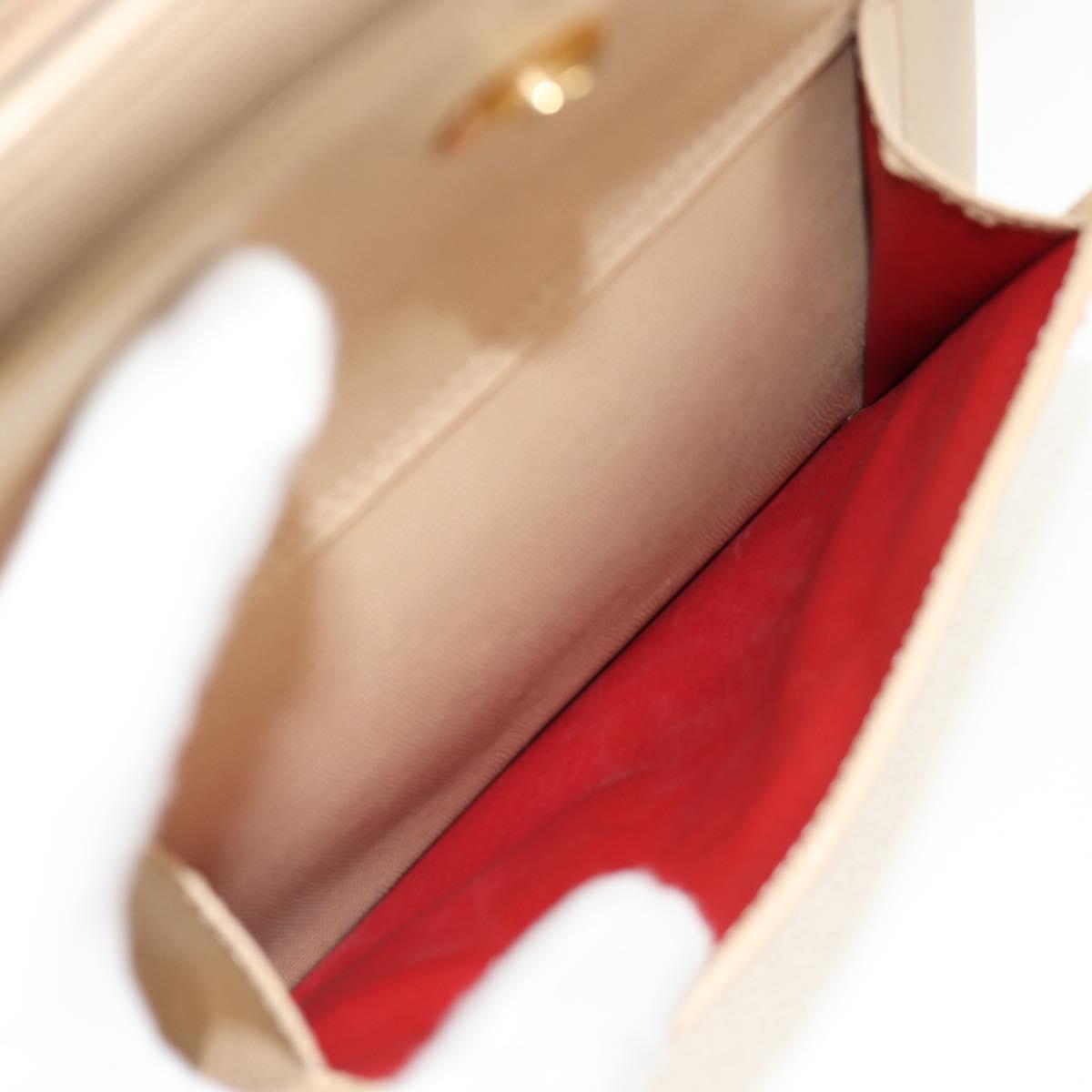 CELINE Hand Bag Leather 2way Beige Gold Auth BA8676V