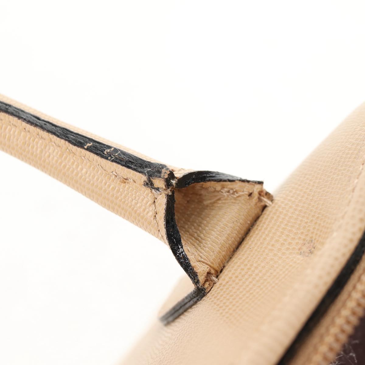 CELINE Hand Bag Leather 2way Beige Gold Auth BA8676V