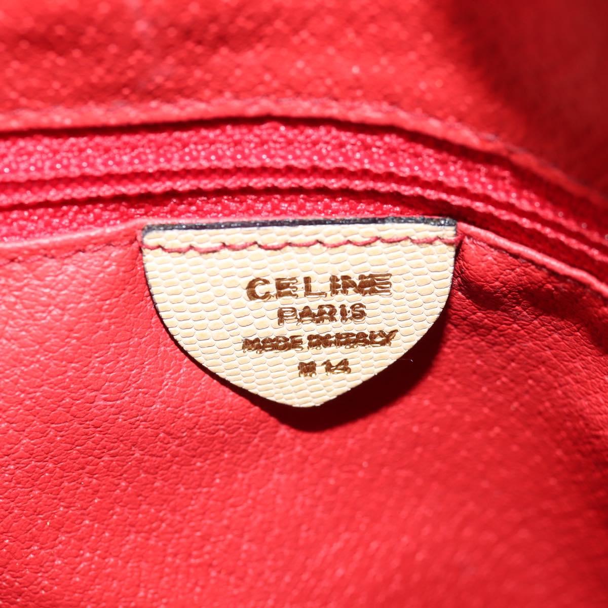 CELINE Hand Bag Leather 2way Beige Gold Auth BA8676V