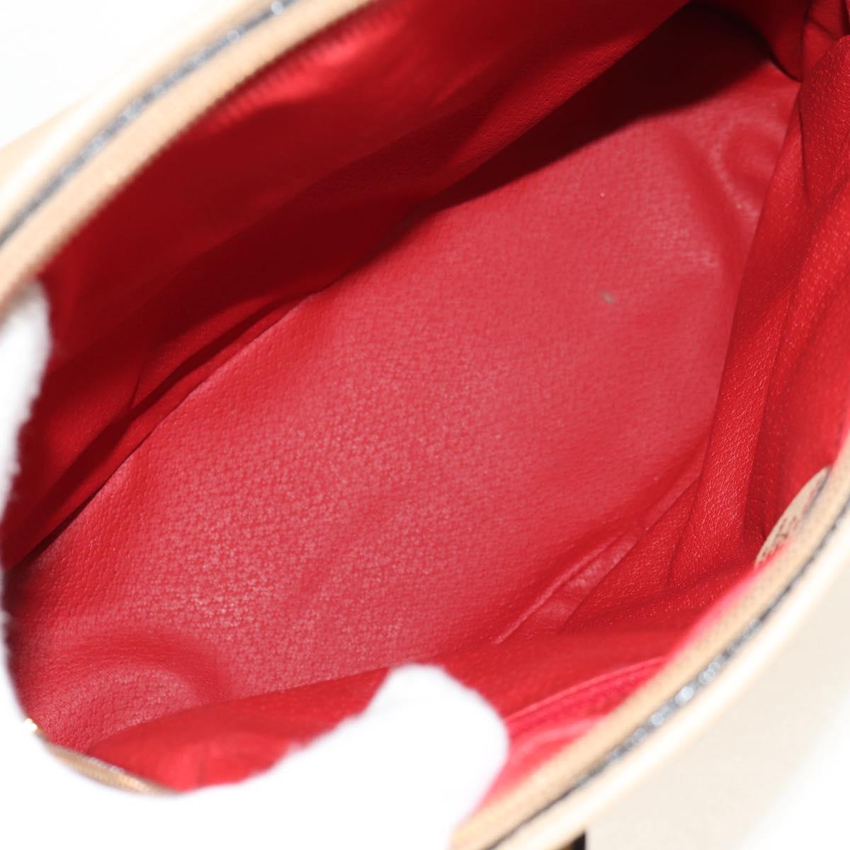 CELINE Hand Bag Leather 2way Beige Gold Auth BA8676V