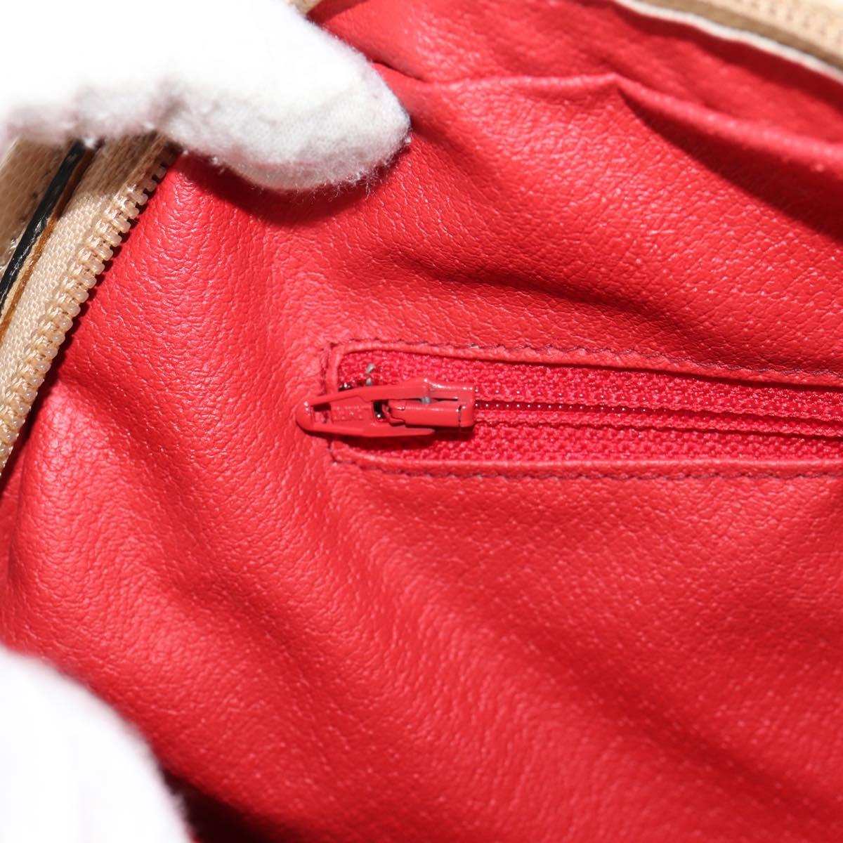 CELINE Hand Bag Leather 2way Beige Gold Auth BA8676V