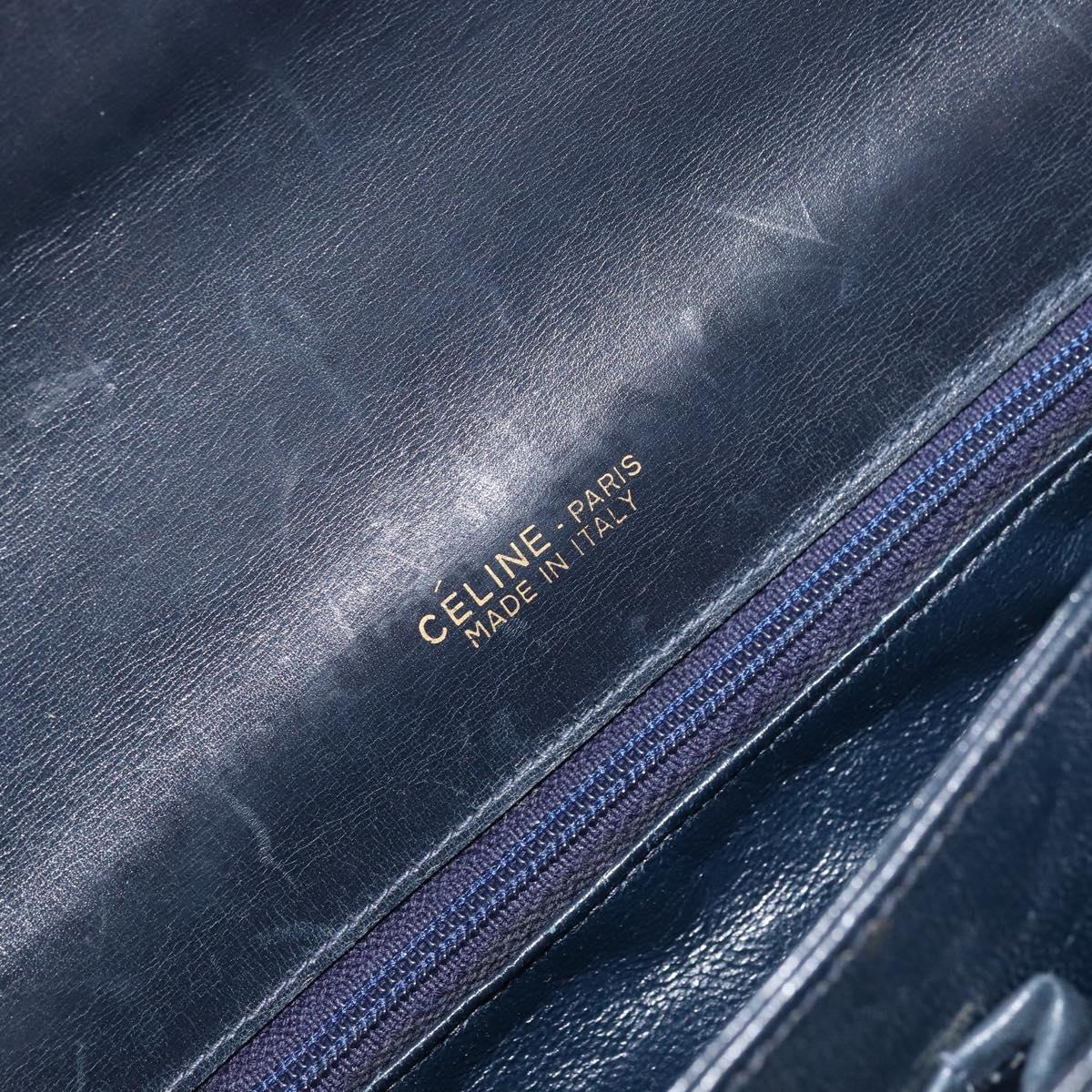 CELINE C Sulky Shoulder Bag Canvas Navy Gold Auth BA8677