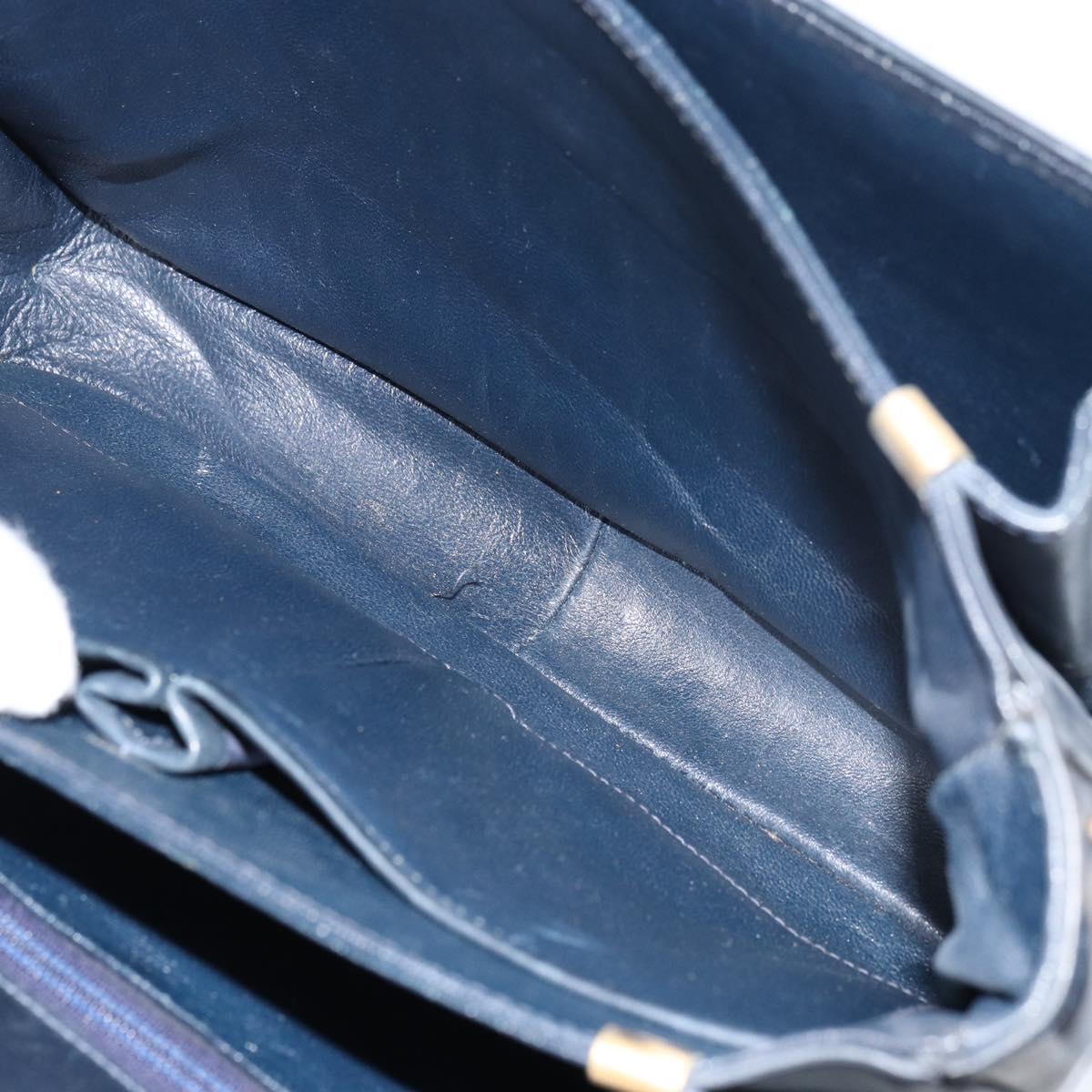 CELINE C Sulky Shoulder Bag Canvas Navy Gold Auth BA8677