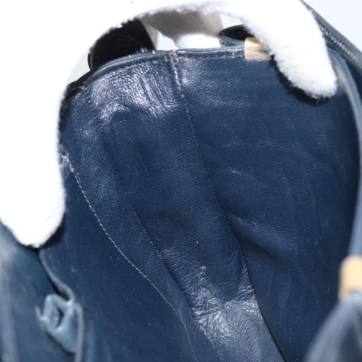 CELINE C Sulky Shoulder Bag Canvas Navy Gold Auth BA8677