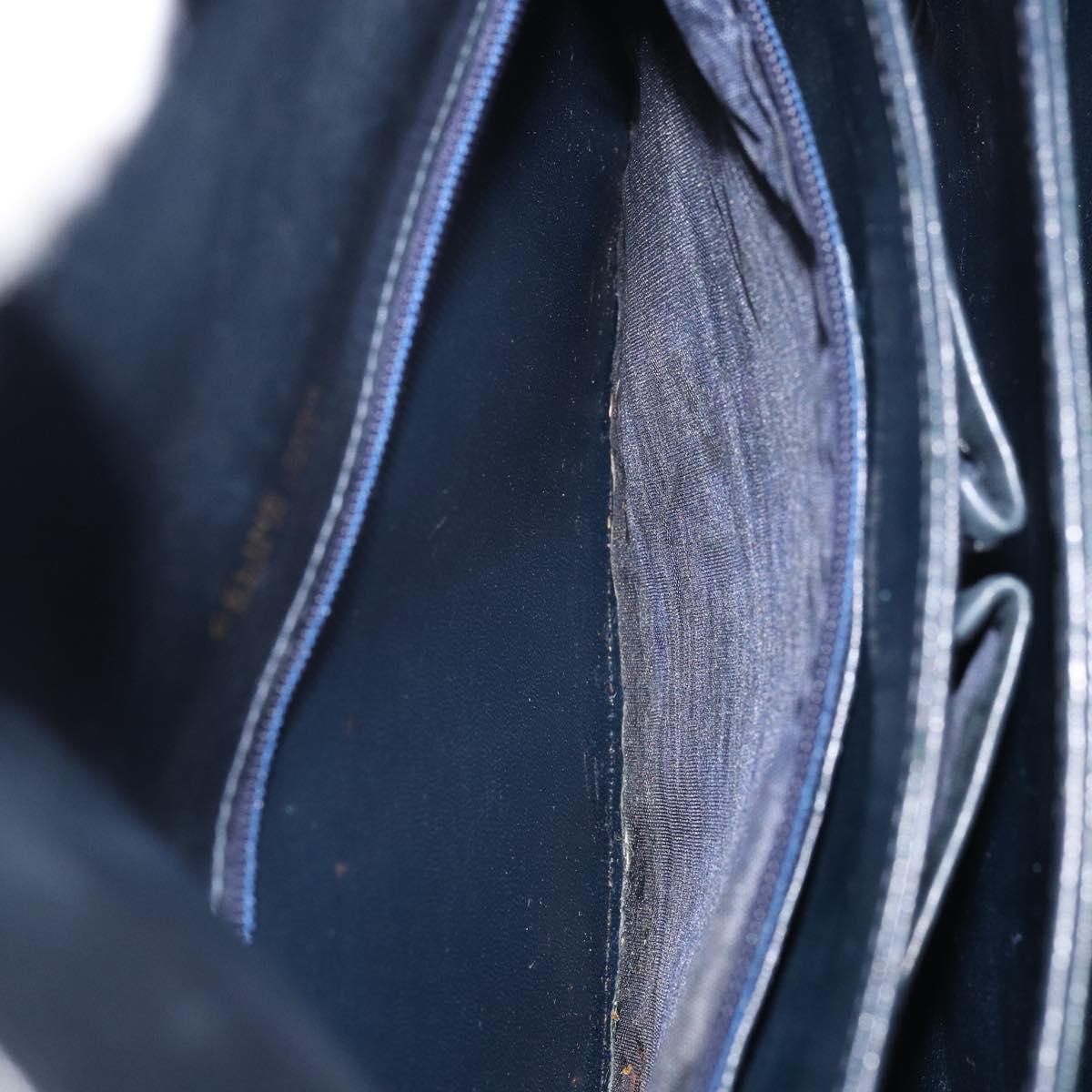 CELINE C Sulky Shoulder Bag Canvas Navy Gold Auth BA8677