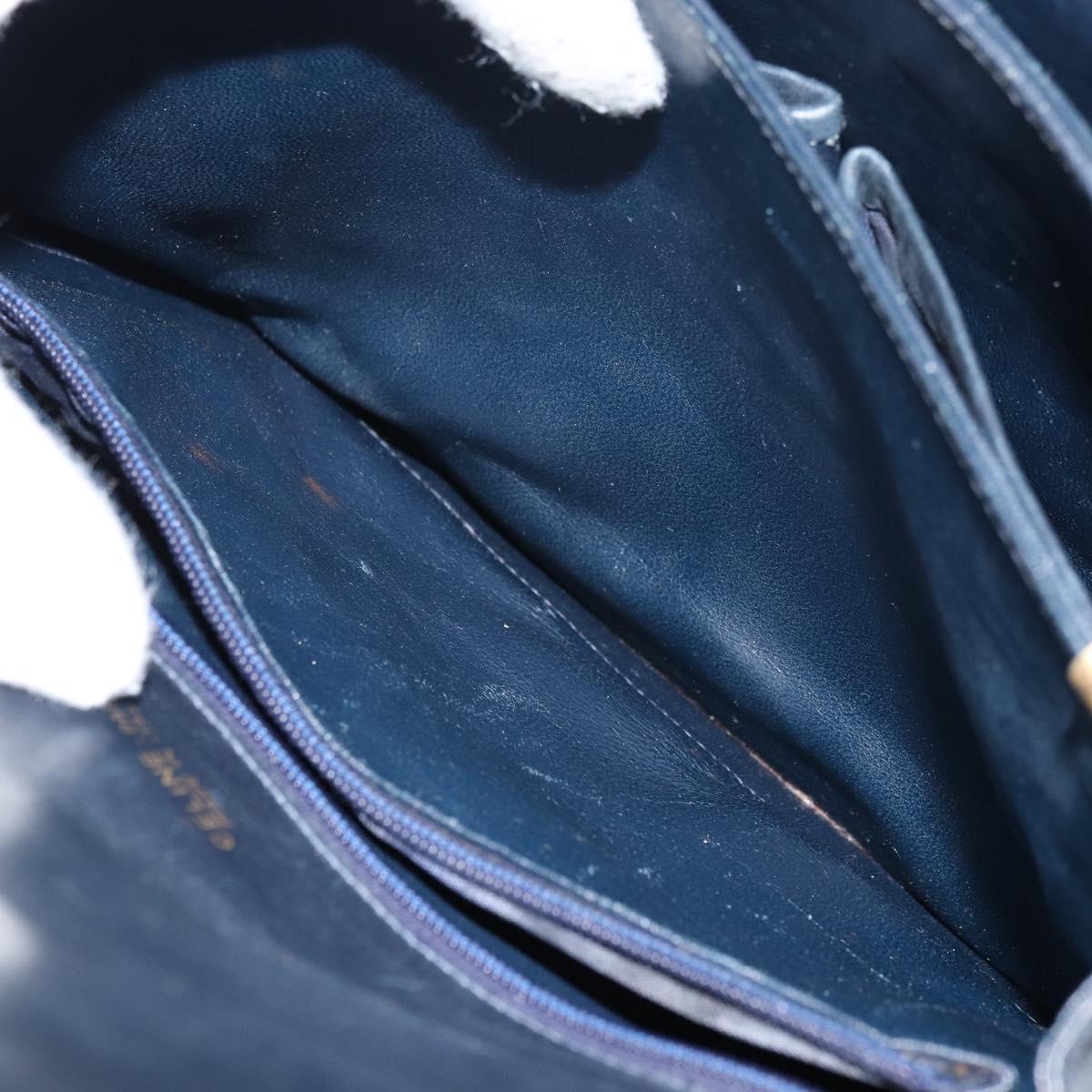 CELINE C Sulky Shoulder Bag Canvas Navy Gold Auth BA8677