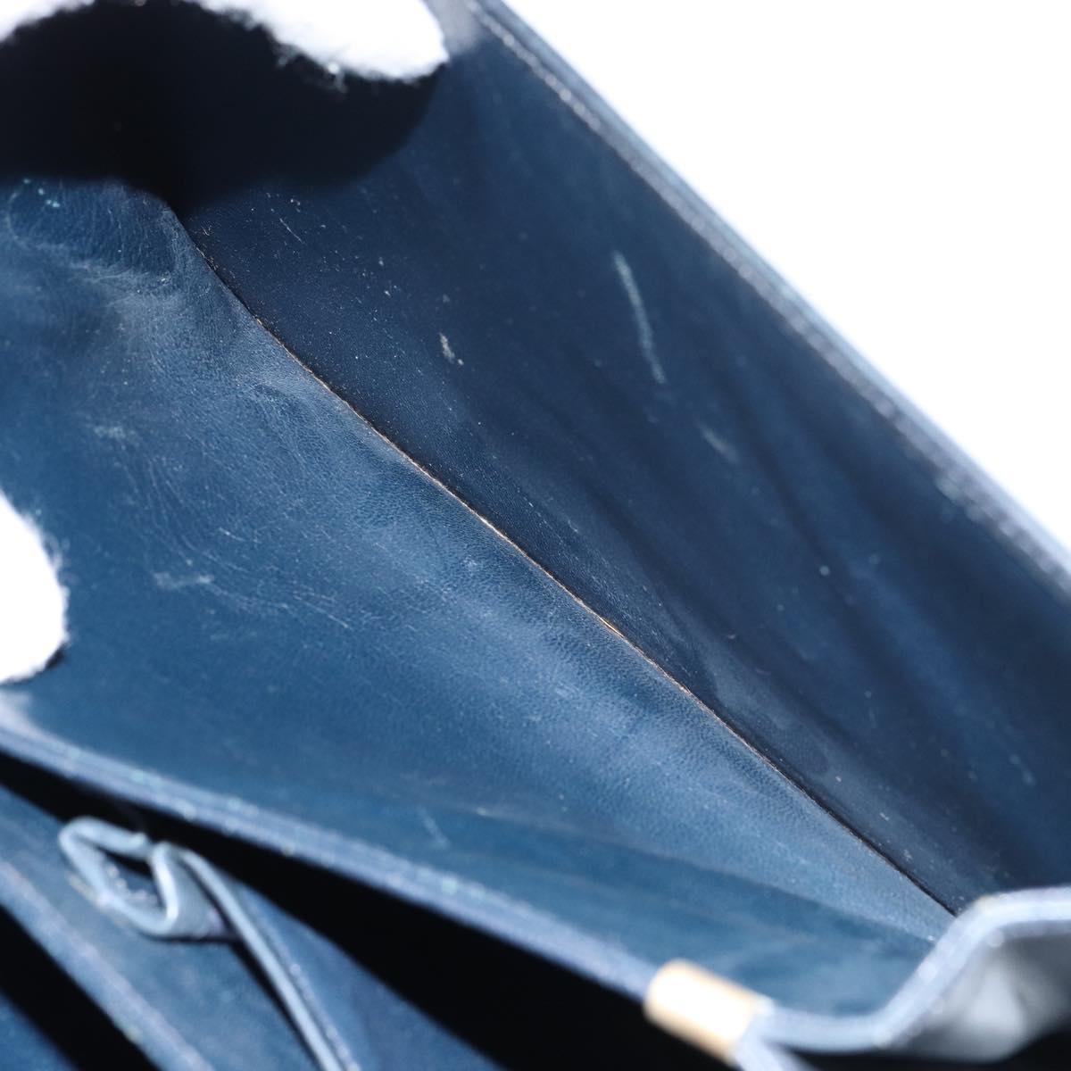 CELINE C Sulky Shoulder Bag Canvas Navy Gold Auth BA8677