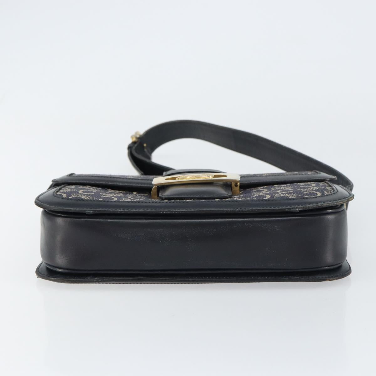 CELINE C Sulky Shoulder Bag Canvas Navy Gold Auth BA8677